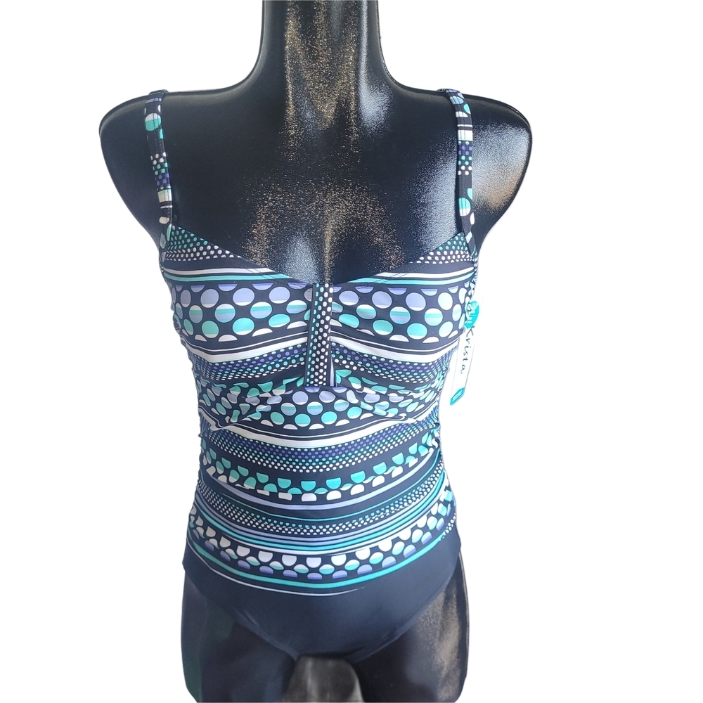 Krista Polka Dot Striped Swimsuit NWT Size 12